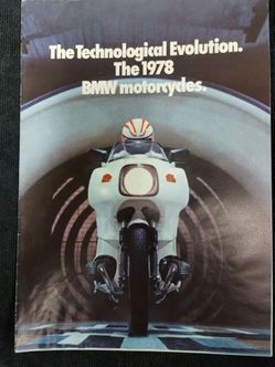 Vintage 1978 BMW motorcycle dealership sales brochure, color, fold out