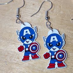 Captain America Fan Art Earrings 