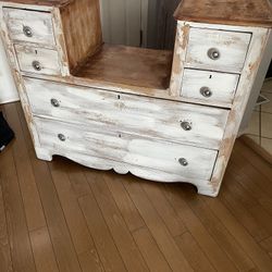 Vintage dresser with - 4 small drawers and 2 regular size drawers- 42 inches wide/ 17 inches deep/ 34.5 inches high 
