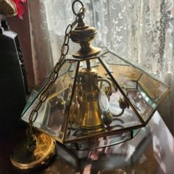 Vintage Beveled Glass Chandelier Ceiling Light