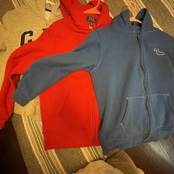 3 Kid size Large Zip ups . (Gap,True religion,Polo