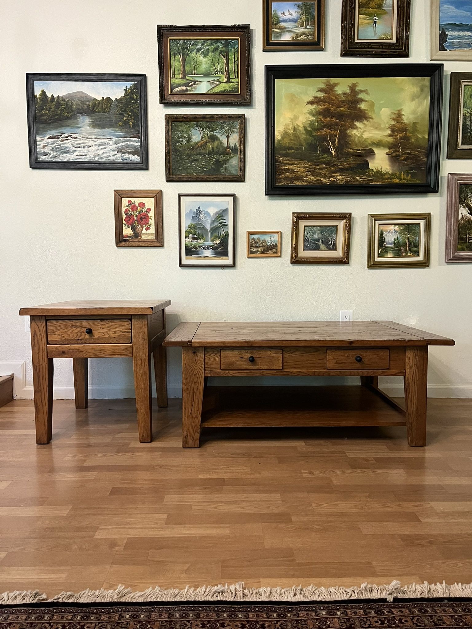 Solid wood Coffee table and 2 end tables