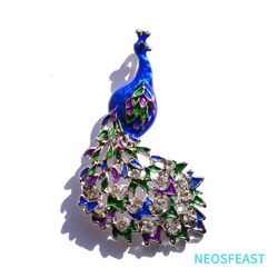 Vintage Jewelry Rhinestone Peacock Brooches for Women Multi Color Painted Breast Pin Elegant Corsage Ladies Gifts Ornaments   Message me if you are in