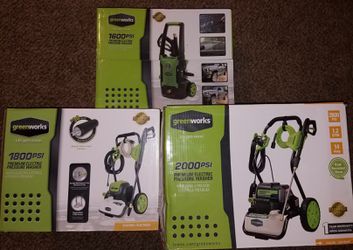 Brand New Greenworks 1600 PSI, 1800 PSI, or 2000 PSI Electirc Pressure Washer - Power Washer