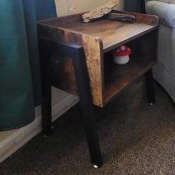 Wood side table with cubby $80 obo