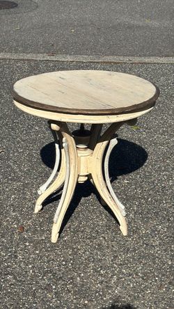 Distressed wood side table