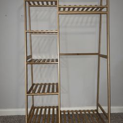 43.3” Solid Bamboo Clothing Rack/Plant Stand