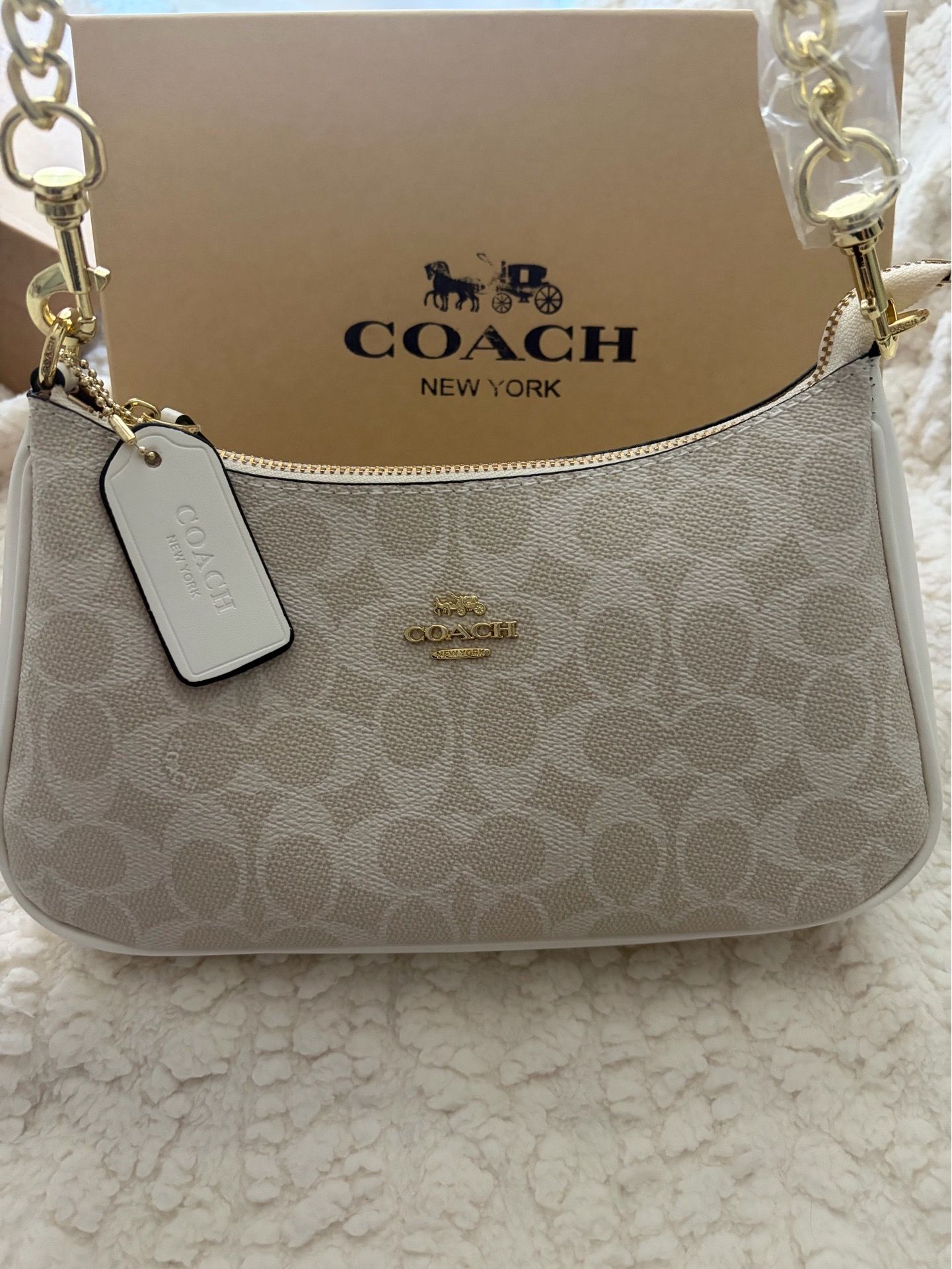 White Teri coach bag