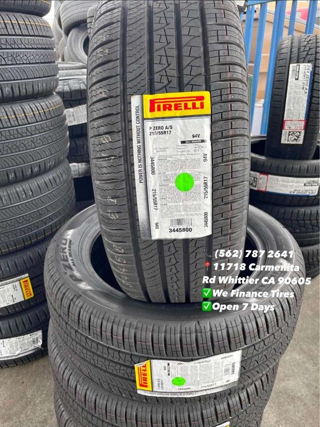 215/55R17 Pirelli Pzero All Season New Set of Tires Installed and Balanced Set de Llantas Nuevas Instaladas y Balanceadas