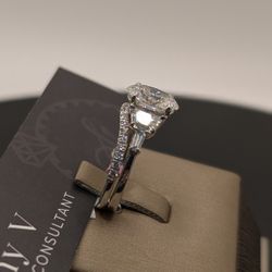 3.25Ct Oval Diamond Ring Set (Engagement and Wedding Ring) in 14K White Gold