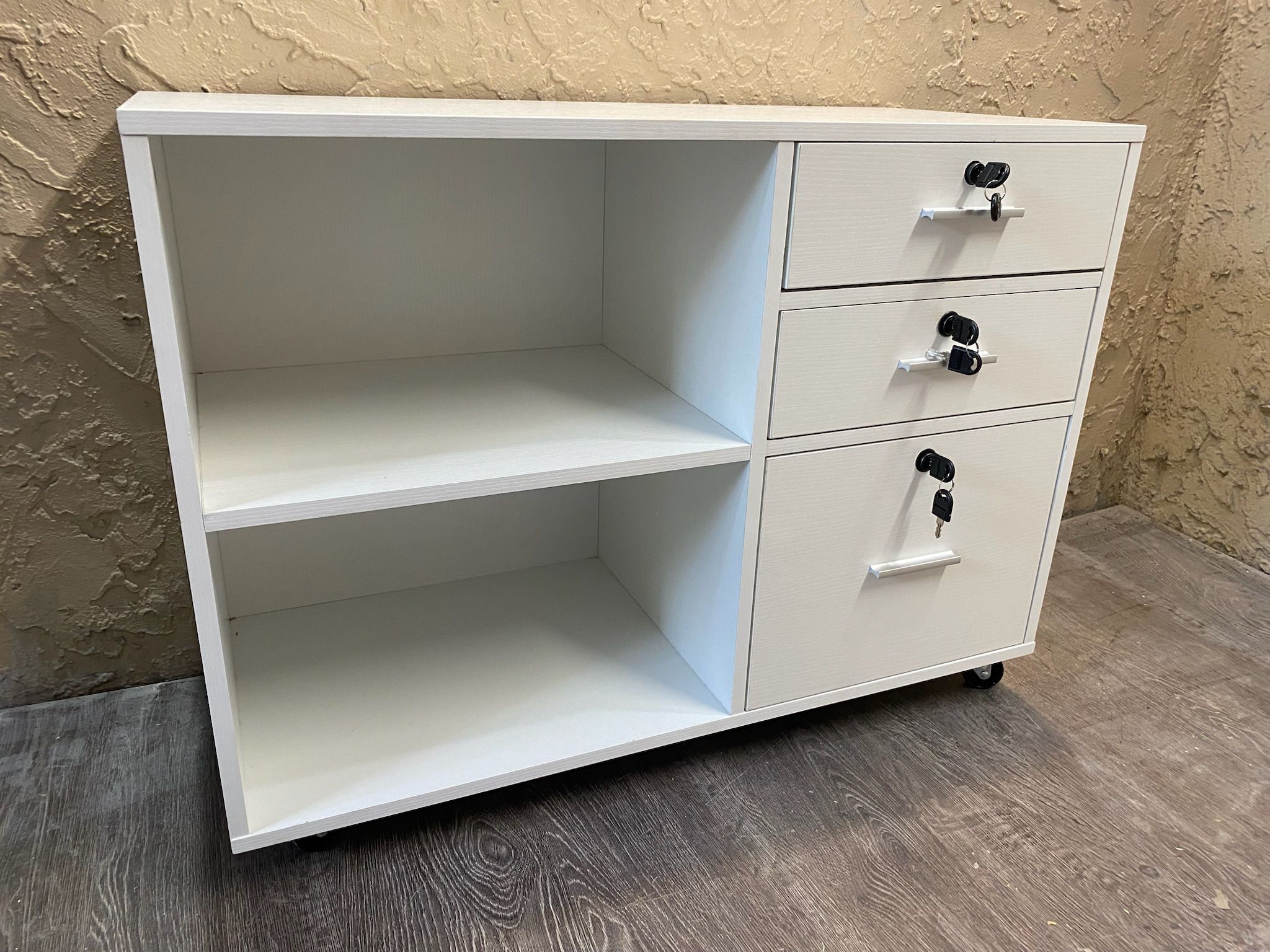 3 Drawer Mobile Filing Cabinet (3 unique keys)w/2 Open Shelves - Local Delivery For a Fee - See My Items