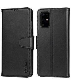 Arae Samsung Galaxy S20 Plus / S20+ Case - Genuine Cowhide Leather Wallet Case [Stand Function] with [RFID Blocking] ID&Credit Card Holder and Pocket