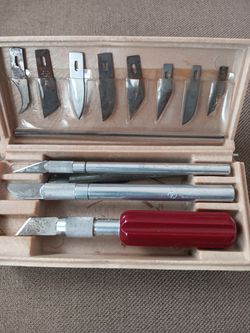 VINTAGE X-ACTO EXACTO KNIFE Wood Working Carving TOOL SET.