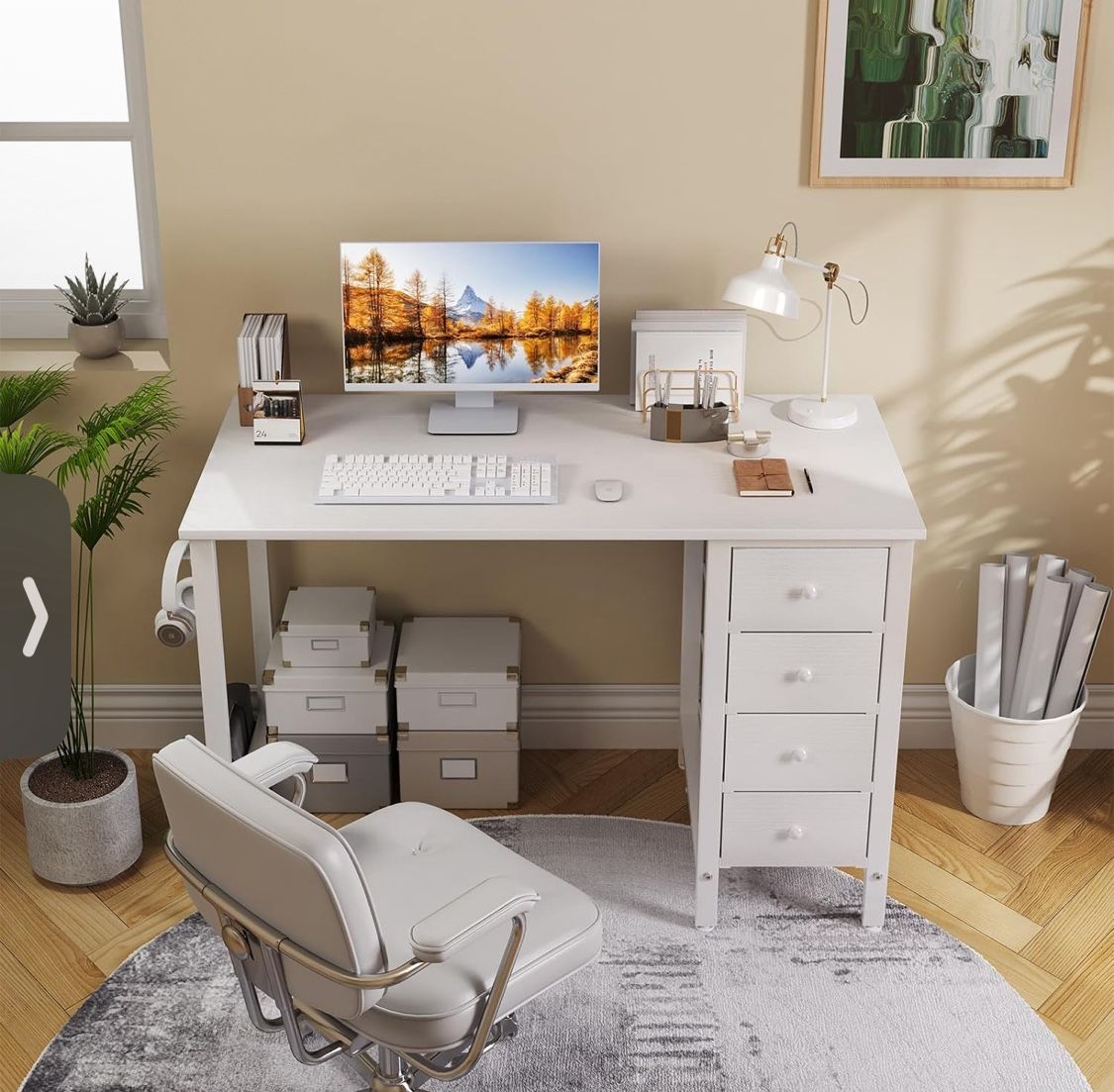 **PENDING* White Desk With Cristal And Metal Handles