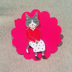 Cat lady enamel pin
