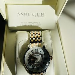 Anne Klein 12/2339MPRT 36mm Silver Stainless Steel Case with Rose Gold/ Silver