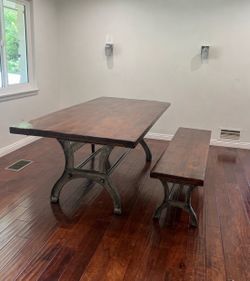 Ashley Solid Wood Dining Table + Bench