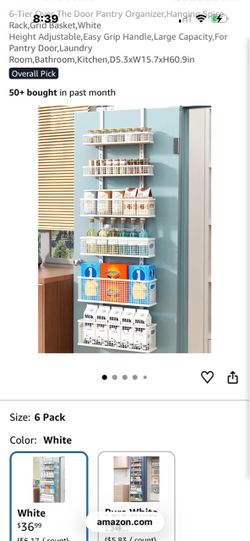 6-Tier Over The Door Pantry Organizer White