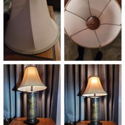 LAMP ELEGANT 28.5 TALL CROCK LOOK TEXTURED BLACK WITH COPPER HIGHLIGHTS  On Black