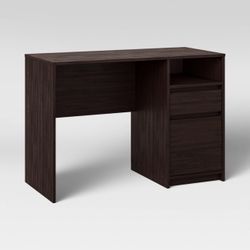 Dorm Storage Desk Espresso - Room Essentials™: Home Office Computer Desk with Shelf & Metal Hardware