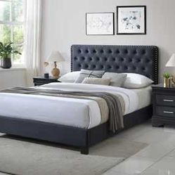 Black  Queen Tufted Bed