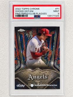 Shohei Ohtani 2022 Topps Chrome Pinstriped / Club Plaques #P-1 PSA 9