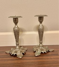 Pair of Vintage ornate Brass Candlesticks