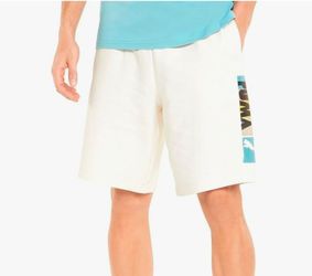 PUMA Hill Camp Knit Sweat Shorts, Pristine White, Size 2XL