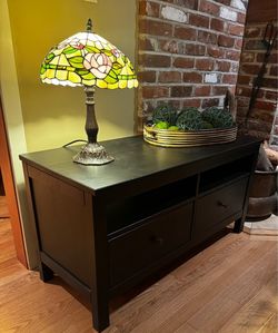Solid Wood TV Stand / Media Console – Black-Brown