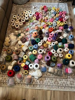 Large Lot of Crochet Thread Balls Mixed Colors