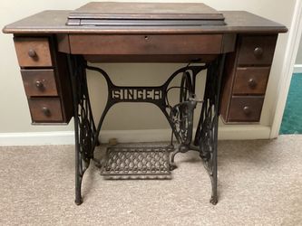 Vintage Singer Treadle Sewing Machine with Cabinets