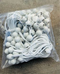 9” x 100 PC Ball Bungee, White