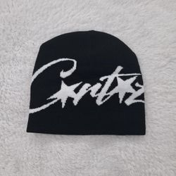 Black Corteiz beanie with white logo