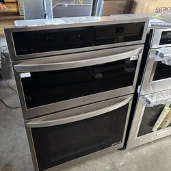 NewLG - 30" Smart Built-In Electric Convection Combination Wall Oven with Microwave and Steam Sous Vide - Printproof Stainless Steel Model: WCEP6427F