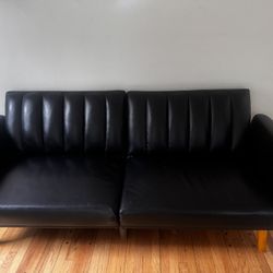 Black Leather Futon Perfect Condition 