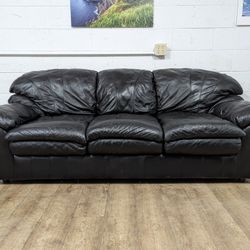 Contemporary Black Genuine Leather Couch
