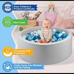 Non-Toxic Baby Ball Pit w/ Washable Cover & Play Mats