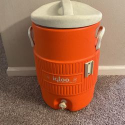 Igloo 5-Gallon Heavy-Duty Beverage Cooler - Orange, Pressure-Fit Lid, Holds Ice