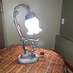 Stone Base Swinging Metal Angel Fairy Lamp