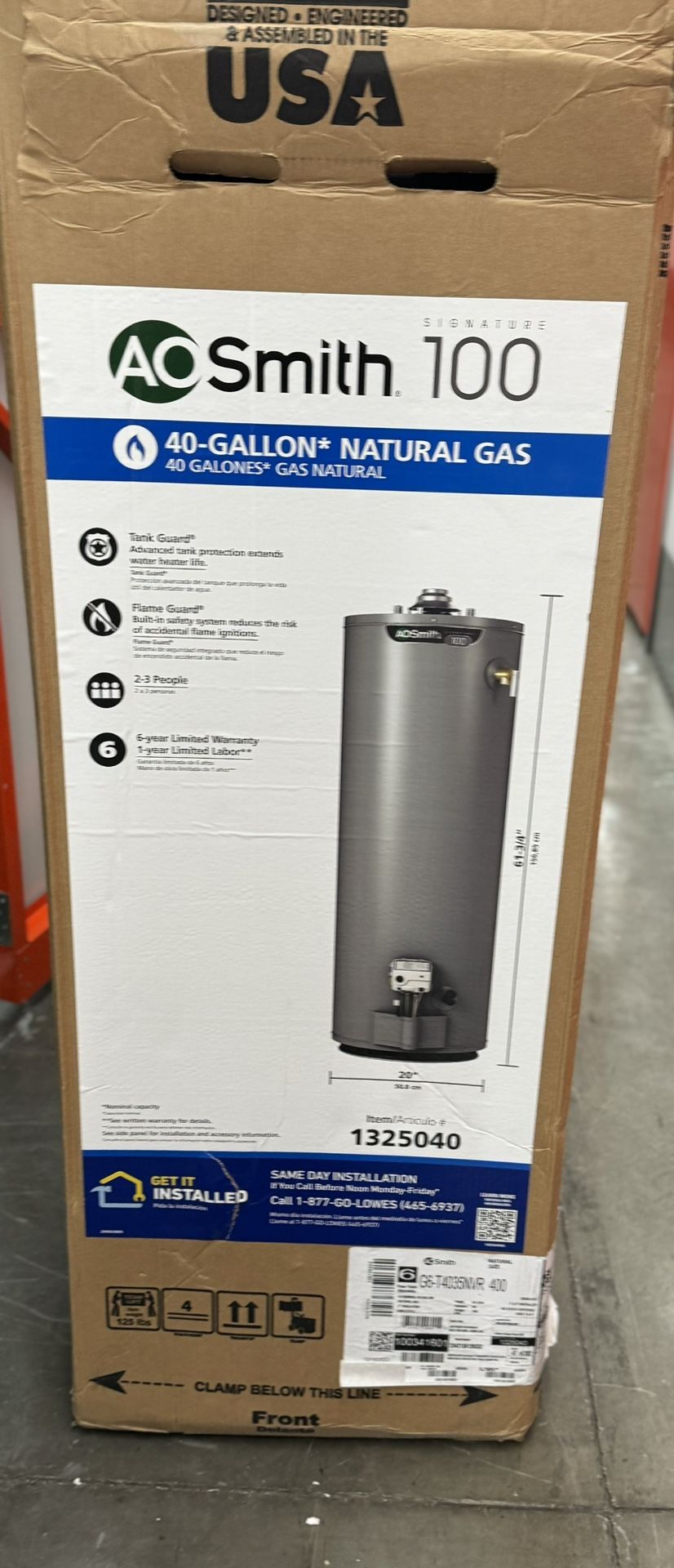 Smith Signature 100 40 Gallons Tall year Warranty 35500 BTU