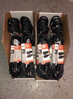 8 ft Heavy Duty Indoor and Outdoor Extension Cord Cable Black
