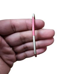 Vintage Gold Toned Pink White Enamel Colorblock Bangle