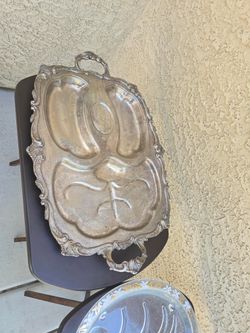 Vintage large silver plated serving trays