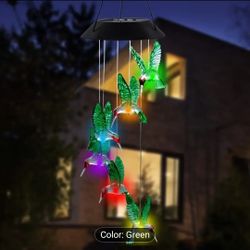 Solar Hummingbirds Wind Chime. Automatic Color Changing
