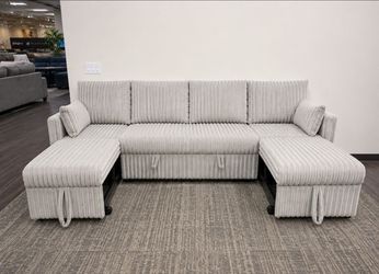 Luxury Sleeper Sectional Sofa – Modern Corduroy Couch | 0 Down - Free Delivery