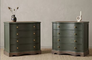 Pair of Refinished Vintage Green Nightstands