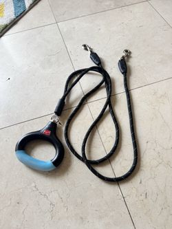 Dog leashes and water bottle