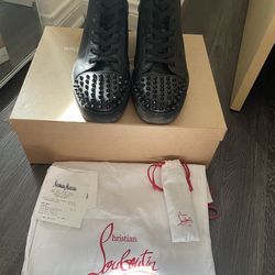 Christian Louboutin Louis Flat Calf Spikes 'Black'
