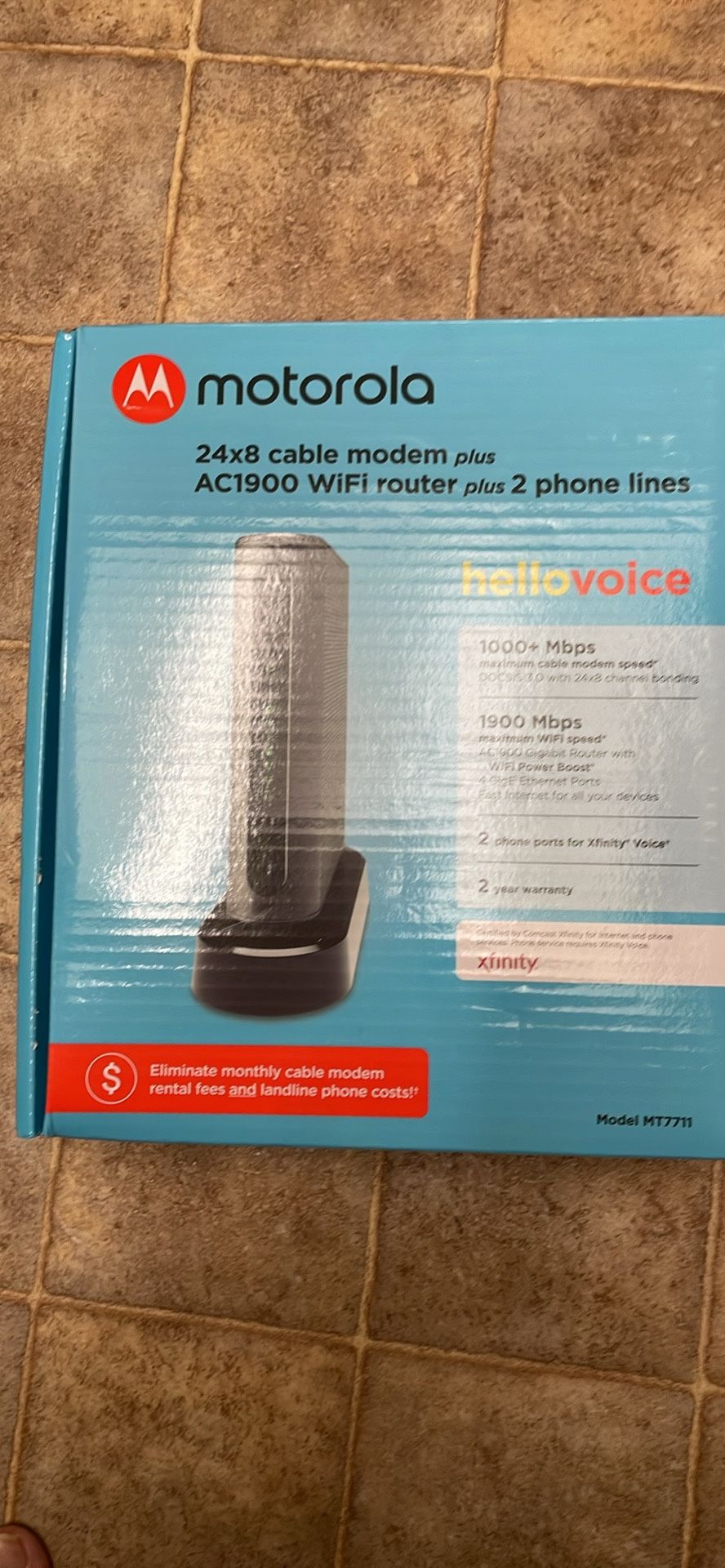 Motorola MT7711 24X8 Cable Modem and AC1900 Dual Band Wi-Fi Gigabit Router