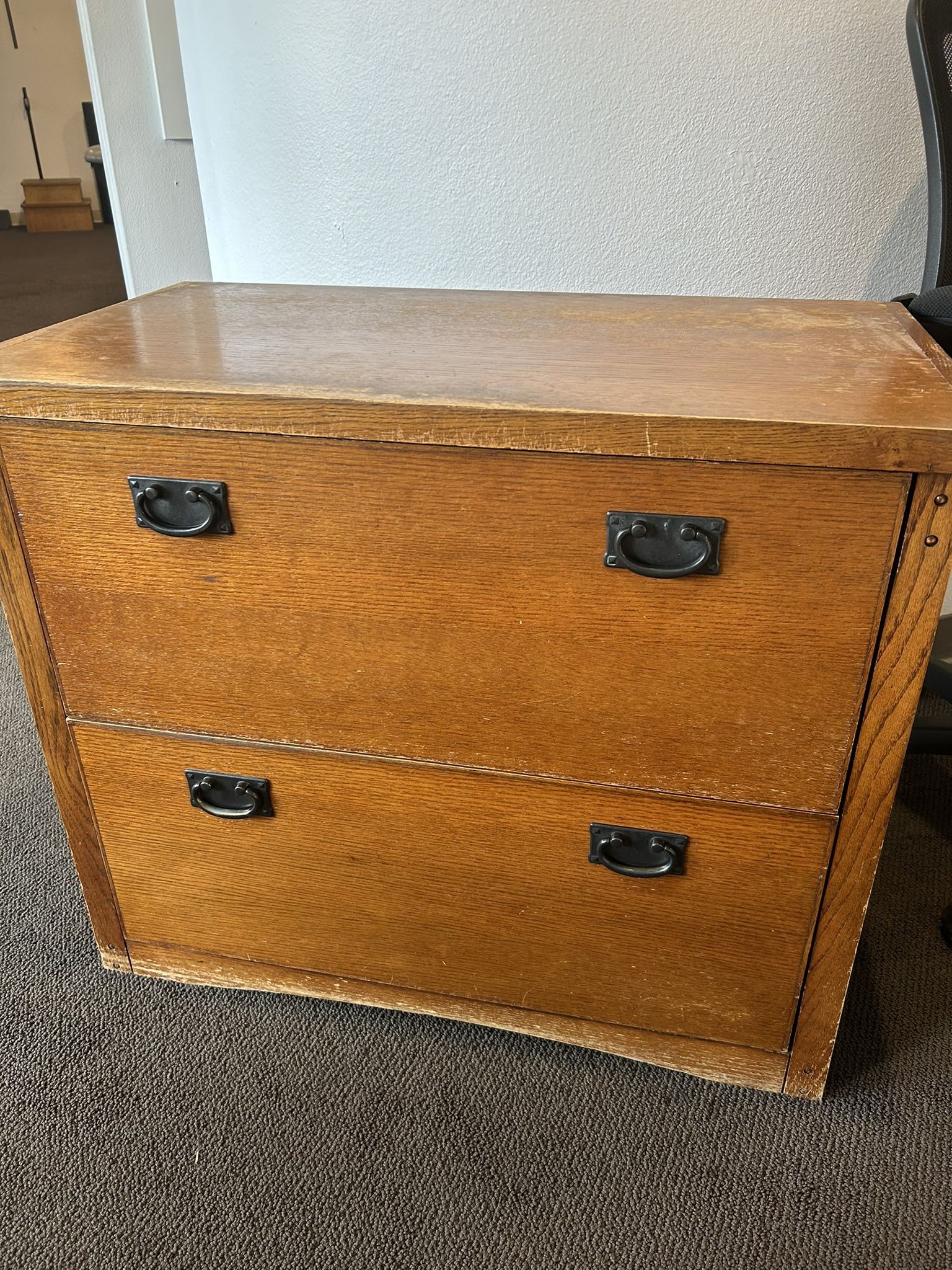 Two Wood Filing Cabinets